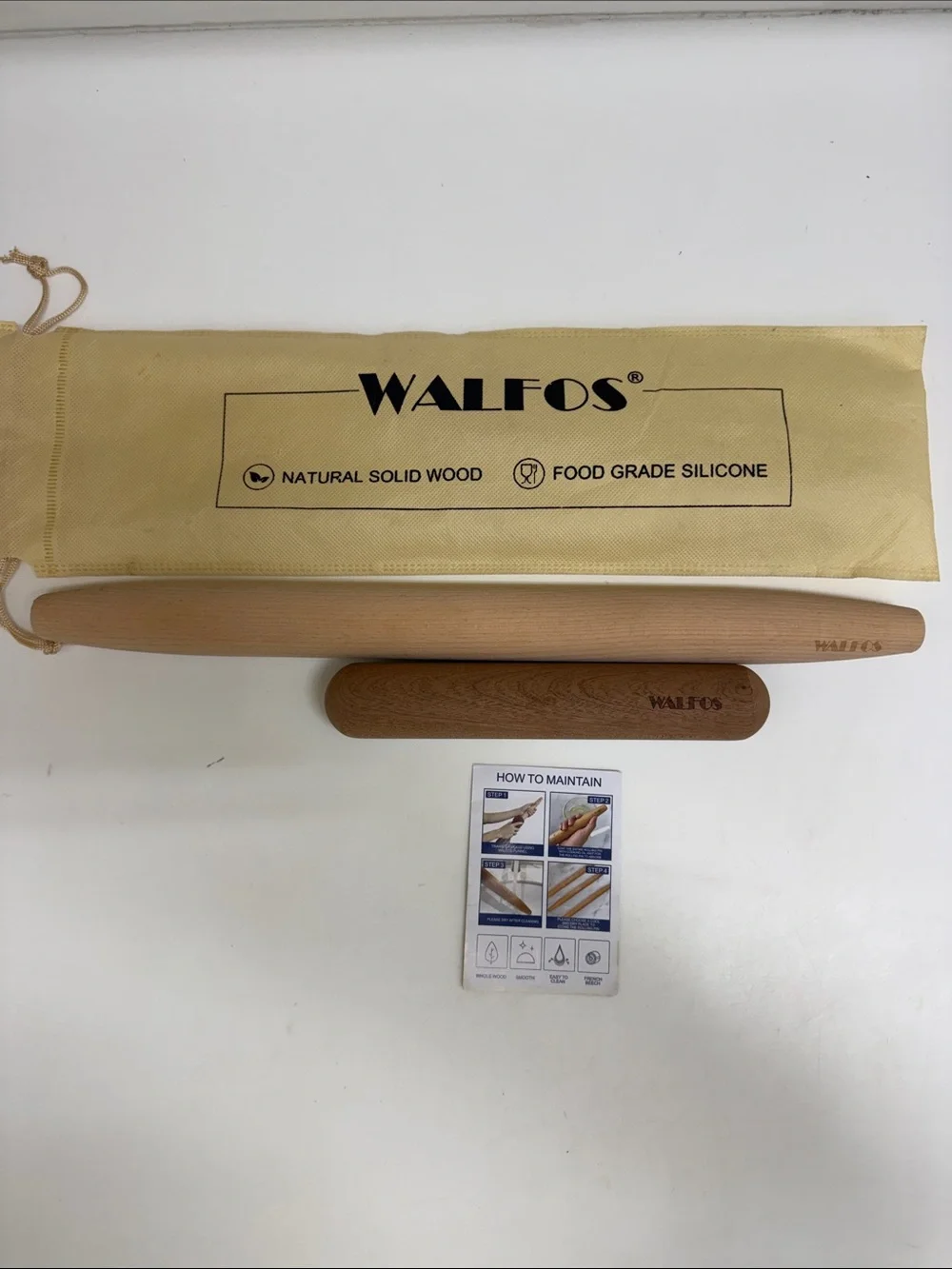 Walfos Natural Wood Rolling Pin Set in Brown